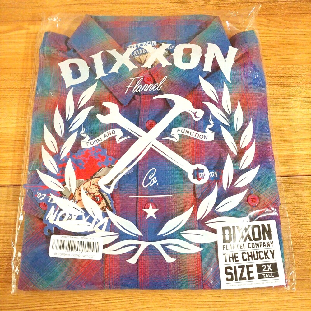 NWT Dixxon x CHUCKY Flannel Shirt Men's 2XT / 2XL Tall Horror‎ Series Halloween